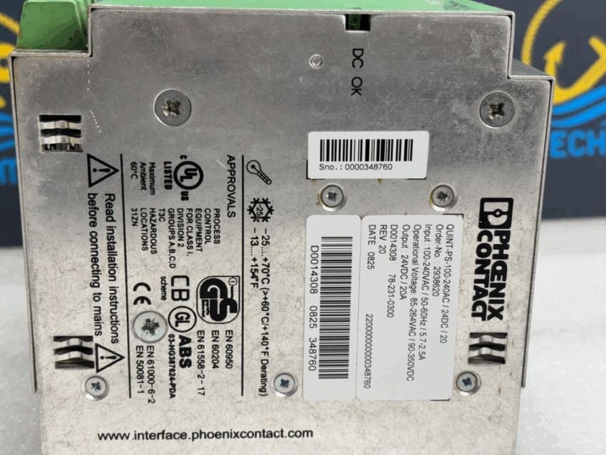 Phoenix Contact QUINT-PS-100-240AC/24DC/20A Power Supply 2938620 New Open Box 24VDC 20A Industrial Power Module - Image 7